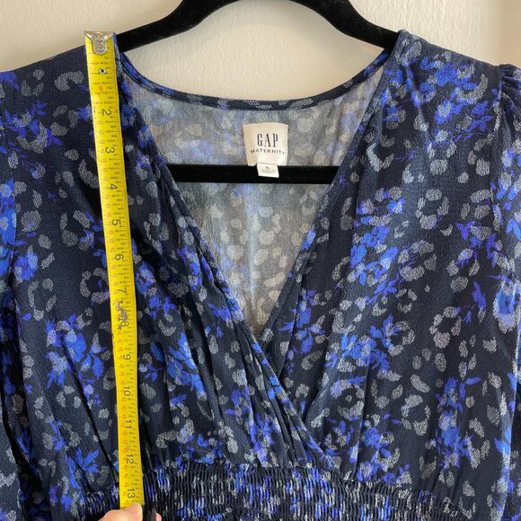 GAP Maternity Blue Leopard Print Midi Dress - Size Small - Picture 8 of 14